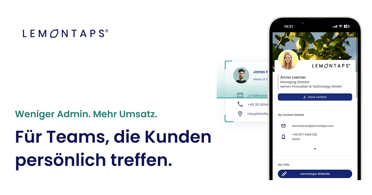 Lemontaps – Digital Business Card, Contact Information Entry & Email Signature
